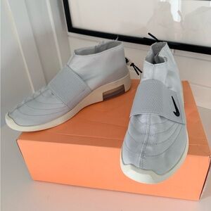 Men or Women Nike Gray Slip-On High-Top Sneakers with Black Swoosh